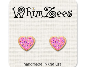 Heart Shape Valentine Sugar Cookie Earrings, Valentines Day Earrings Sugar Cookie Earrings, Heart Shape Sugar Cookies, Cookie Heart W253