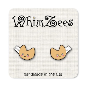 Fortune Cookie Earrings Cute Cookie Earrings, Good Luck Fortune Cookie, Fun Gift For Friend Fortune Cookies, Chinese New Year W240