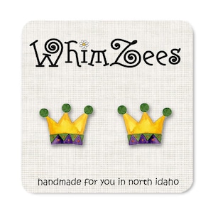 Mardi Gras Earrings / Crown Mardi Gras / Colorful Crown / Mardi Gras Jewelry / Fat Tuesday /Masquerade / Carnival Earrings /  W6
