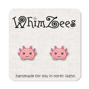 Axolotl Earrings Kawaii Axolotl, Axolotl Earrings for Kids Gifts Birthday Presents, Cute Stud Earrings Sea Creature Stud Earrings, W217