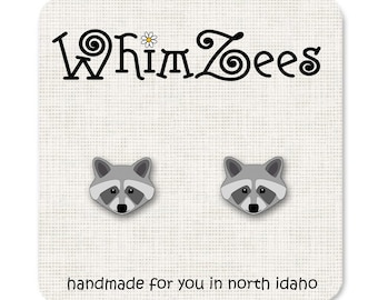 Pendientes de mapache / Pendientes de mapache lindos / Pendientes divertidos y novedosos / Pendientes de animales / Panda de la basura / Idea de regalo para coleccionistas de mapaches / W325