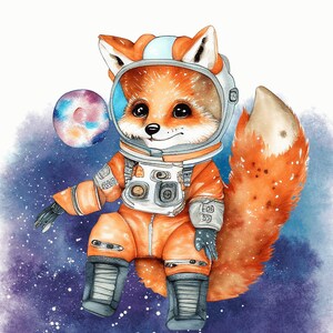 Baby Boy Nursery Nombre personalizado Imprimir Nuevo regalo de bebé Boho Imprimir Arte descargable Acuarela Animal Bebé Zorro Astronauta Arte para niño Personalizable