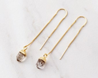 Diamond Threader Earrings - Natural Diamond Earrings, April Birthstone, Natural Gemstones, April Birthday, Dangle Earrings, Sterling GMP
