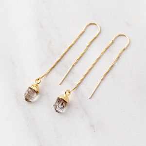 Diamond Threader Earrings - Natural Diamond Earrings, April Birthstone, Natural Gemstones, April Birthday, Dangle Earrings, Sterling GMP