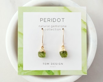 Peridot Drop Earrings - Birthstone Earrings, Minimalist Earrings, August Birthday Gift, Hypoallergenic, Dangle Hook Earring, Minimalist GMP