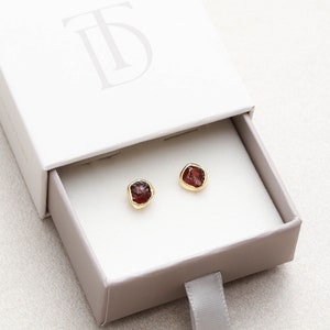 Garnet Stud Earrings - Garnet Earrings, January Birthstone, Gemstone Post Earrings, January Birthday, Gemstone Jewelry, Sterling GMP