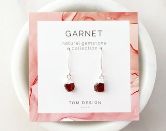 Garnet Drop Earrings - Garnet Earrings, January Birthstone, Dangle Hook Earrings, January Birthday Gemstone Jewelry Sterling Gold Filled GMP
