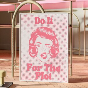Do It For The Plot Retro Comic Digital Print, Preppy Retro Bar Cart Wall Art, Trendy Typography Printable Posters, College Apartment