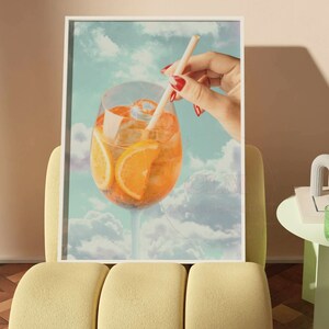 Aperol Spritz Digital Prints, Preppy Retro Bar Cart Printable Posters, Trendy Cocktail Wall Art, Funky Champagne Problems, College