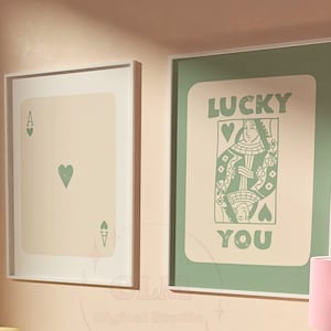 Lucky You Sage Green Digital Print, Trendy  Feeling Lucky Set Of 2, Positive Affirmation Wall Art Printable,  Typography Poster, College