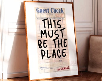 Arkansas This Must Be The Place Guest Check Digital Print, Trendy Retro Typography Printable Poster, Preppy Vintage Bar Cart Wall Art