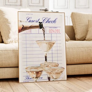 Champagnetoren gast cheque print, trendy muurkunst funky retro muur kunst barwagen print preppy trendy afdrukbare kunst retro muur kunst wordt afgedrukt