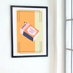 Perfect Match Digital Prints, Preppy Bar Cart Wall Art, Vintage Couple Print, Valentines Day, Romantic Gift, Funny Love Quote, Matchbox Art
