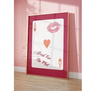 Good For The Plot Playing Card Digital Print In Pink, Trendy Retro Bar Cart Wall Art, Preppy Bedroom Decor, Girly Poster, College Apartment