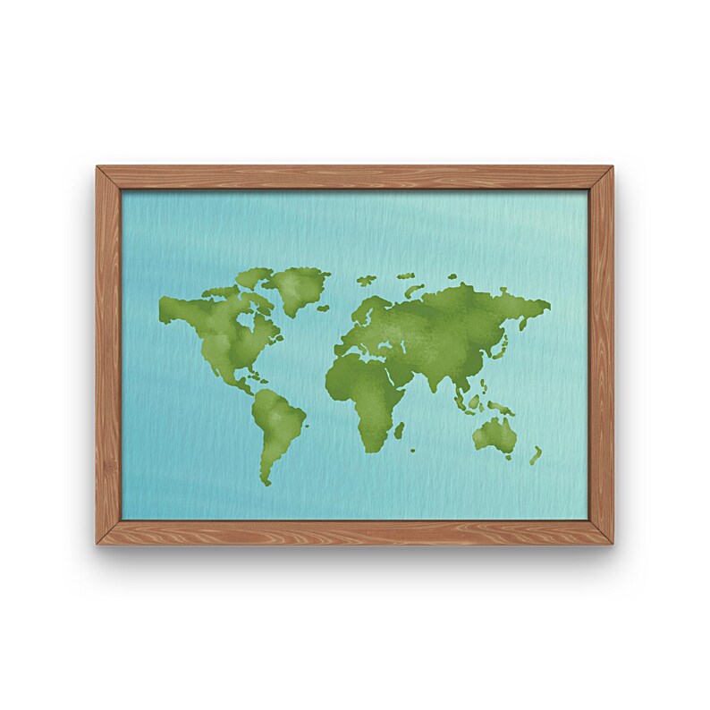 World Map Wall Art World Map Digital World Map Poster Large Etsy