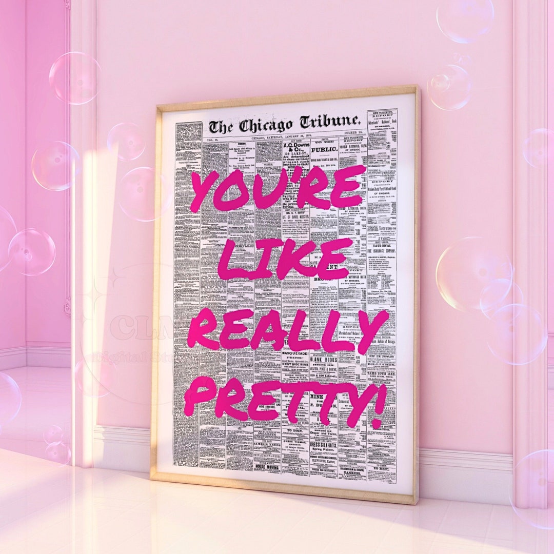 Youre Like Really Pretty Retro Newspaper Digital Prints, Preppy Print ...