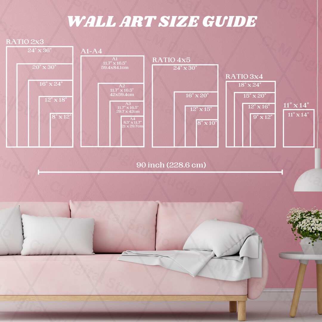 Preppy Pink Wall Art Size Guide Frame Sizes Guide Poster - Etsy