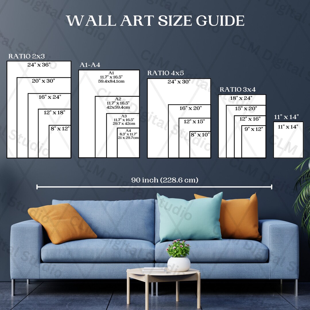 Modern Wall Art Size Guide Frame Sizes Guide Poster Size - Etsy