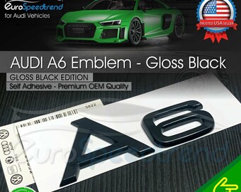 Audi A6 Gloss Black Emblem 3D Rear Trunk Lid Badge OEM S Line Logo Nameplate