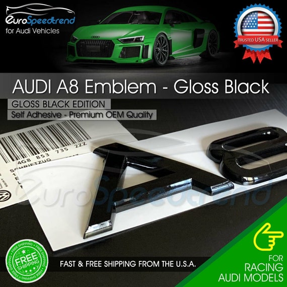 Audi A8 Gloss Black Emblem Rear Trunk Lid 3D Badge OEM S Line Logo  Nameplate S8 