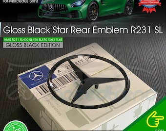 AMG R231 Gloss Black Star Trunk Emblem SL Rear Lid Logo Badge Mercedes Benz Oe