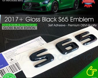 AMG S 65 Letter Emblem Gloss Black Trunk Rear Badge S65 Mercedes Benz 2017+ Oe