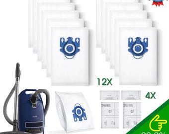12 Vacuum Dust Bags Miele 4 AirClean Filter Replacement FJM GN S2 S5 S8 C1 C2 C3
