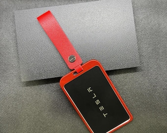 Red Aluminum Key Card Holder & Protector Strap Accessories Tesla Model 3 Y S X