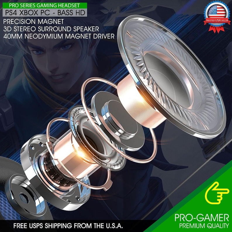 Gaming Headset w/ Mic for PS4 PS5 PC Laptop Xbox One Switch Surround Sound 3.5mm image 4