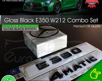 E350 4MATIC Gloss Black Emblem Rear Trunk Star Badge Set AMG Mercedes Benz W212