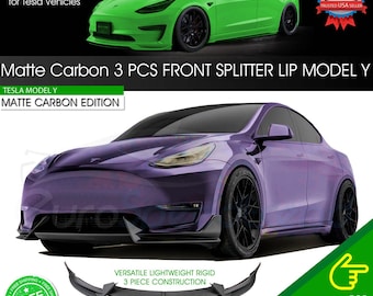Matte Carbon Style Front Bumper Lip Spoiler Splitter Tesla Model Y Accessories