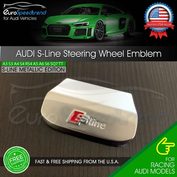 Audi S-line Steering Wheel Emblem Sport Badge A3 A4 A6 Q3 Q5 Q7 S Line  Metallic 