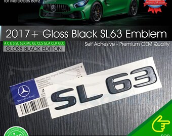 Emblème AMG SL63, lettrage noir brillant, badge arrière de coffre Mercedes-Benz 2017+ OEM SL