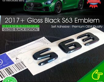 AMG S 63 Letter Emblem Gloss Black Trunk Rear Badge S63 Mercedes Benz 2017+ Oe