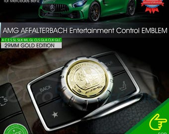 Emblème intérieur AMG Arbre 29 mm en or Affalterbach, badge à bouton multimédia Benz
