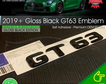 AMG GT63 Emblem Gloss Black 3D Trunk Rear Badge fit Mercedes Benz Gt 63 Oe Spec