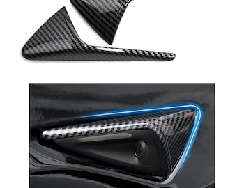 Carbon Fiber Style Side Camera Trim Cover for Tesla Model 3/Y/S/X