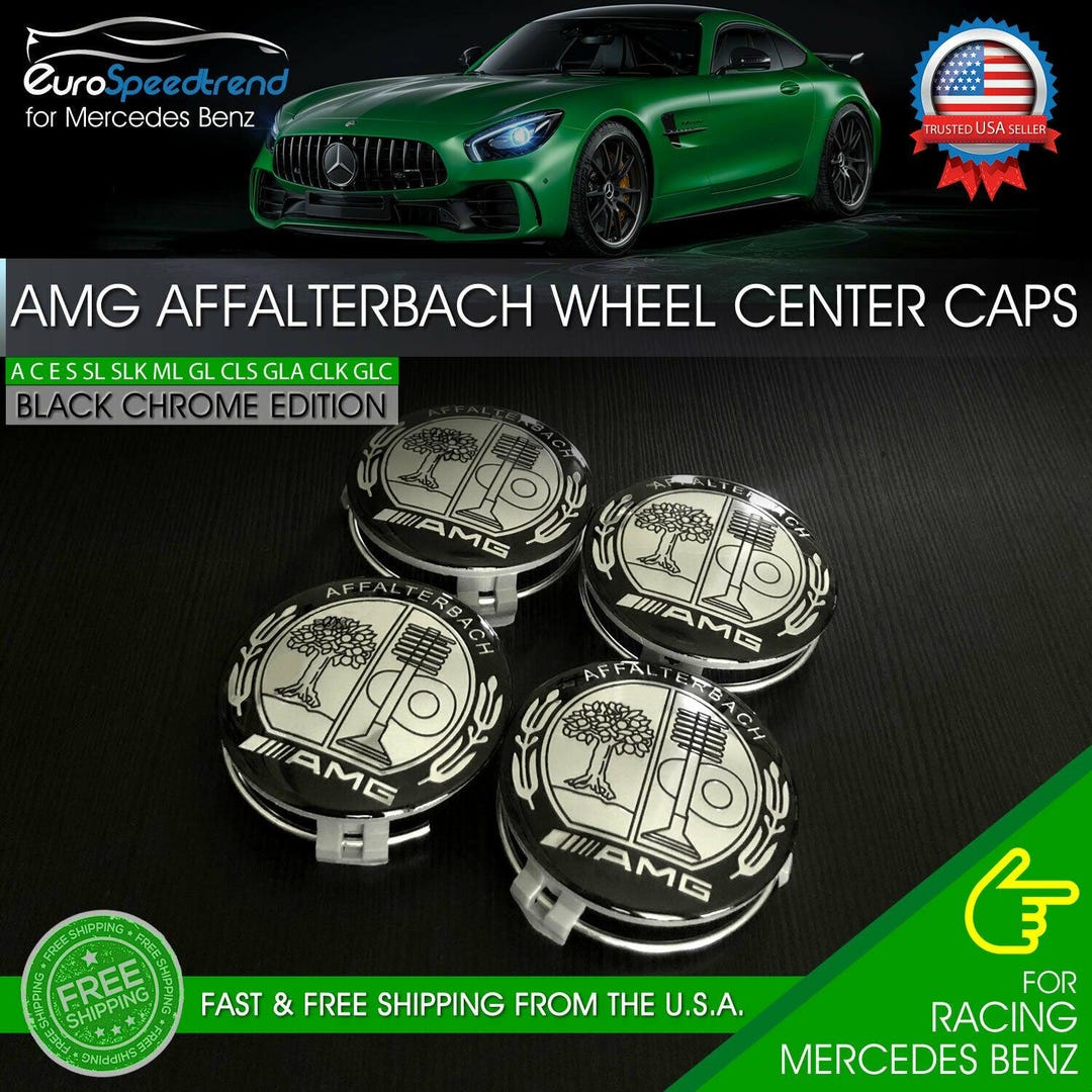 AMG Affalterbach Wheel Center Caps Emblem 75MM Mercedes Benz Wreath Rim ...