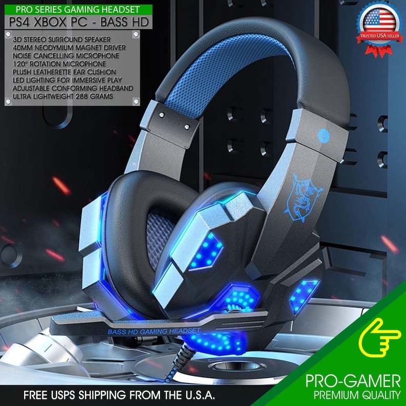 Gaming Headset w/ Mic for PS4 PS5 PC Laptop Xbox One Switch Surround Sound 3.5mm image 1