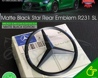 R231 Emblème de coffre étoile noir mat SL AMG Logo de hayon arrière Mercedes-Benz d'origine