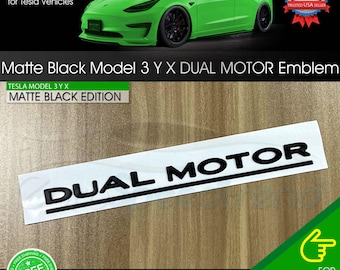 Tesla Model 3/Y/X DUAL MOTOR Emblem - Matte Black Trunk Badge