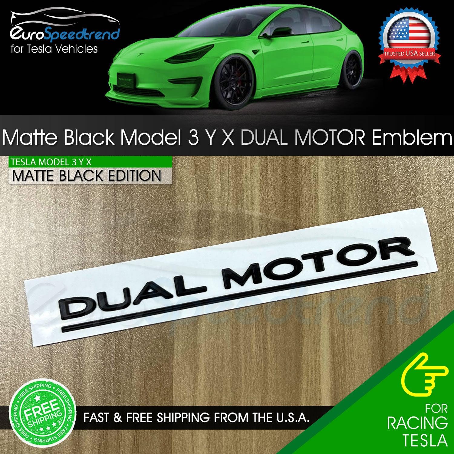 Tesla Model 3/Y/X DUAL MOTOR Emblem - Matte Black Trunk Badge - Etsy