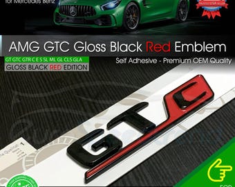 AMG GTC GT C Emblem Gloss Black Red 3d Trunk Lid Rear Badge for Mercedes Benz Oe
