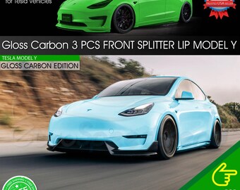 Gloss Carbon Style Front Bumper Lip Spoiler Splitter Tesla Model Y Accessories