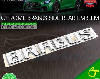 Emblème chromé BRABUS, panneau latéral arrière du coffre, badge 3D AMG Mercedes-Benz Classe A, C, E, G, GL et S