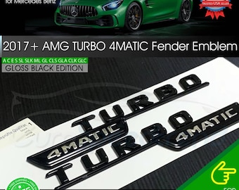TURBO 4MATIC Emblem AMG 2017+ Mercedes Benz Side Fender Gloss Black Oem 3d Gla45