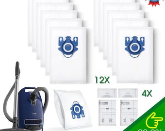 12 Vacuum Dust Bags Miele 4 AirClean Filter Replacement FJM GN S2 S5 S8 C1 C2 C3