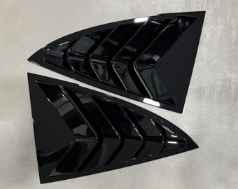 Gloss Black Rear Side Window Louver Shutter Covers for 2017-2022 Tesla Model 3