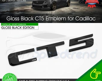 Emblème de coffre arrière CT5 pour Cadillac, plaque signalétique, style sport, noir brillant