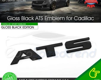 Emblème ATS pour coffre arrière Cadillac, lettrage, plaque nominative, sport, noir